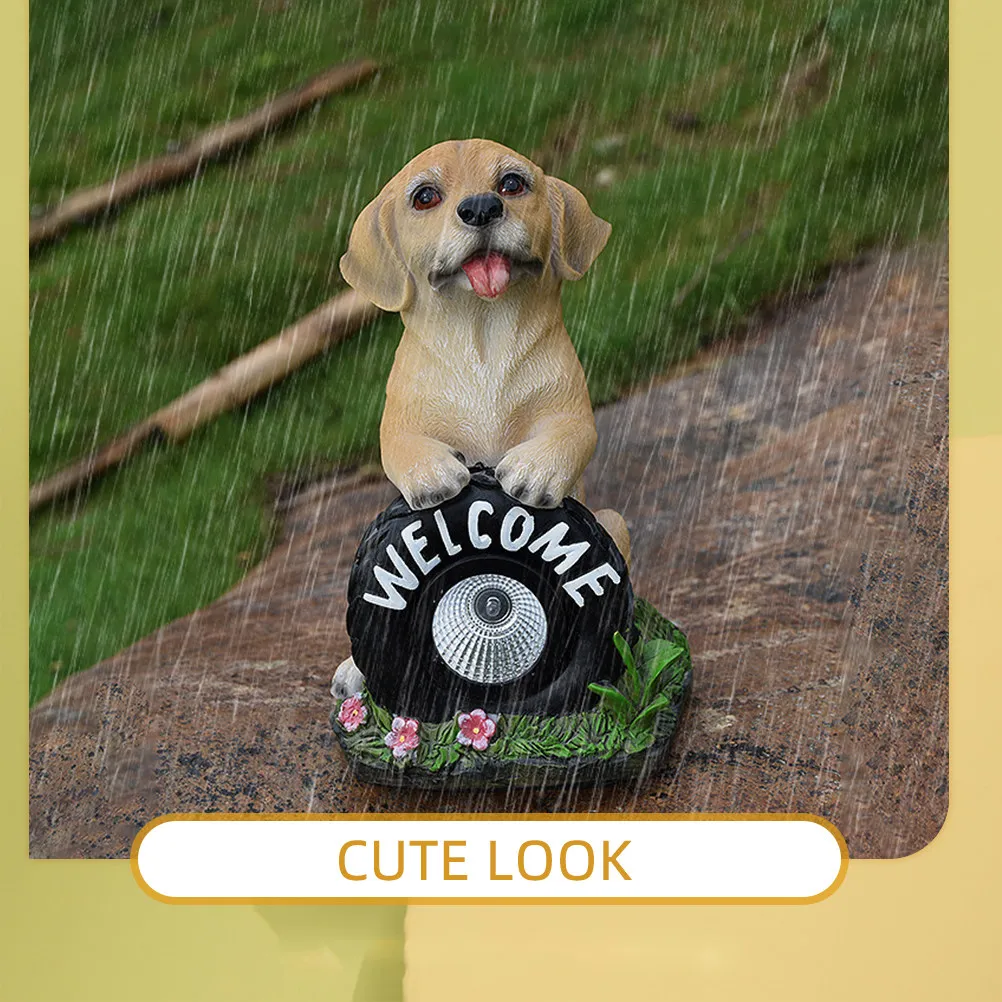 

Садовый светильник на солнечных батареях в виде щенка из смолы для декора двора, подъездной дорожки, патио, ландшафтного освещения и украшения дорожек