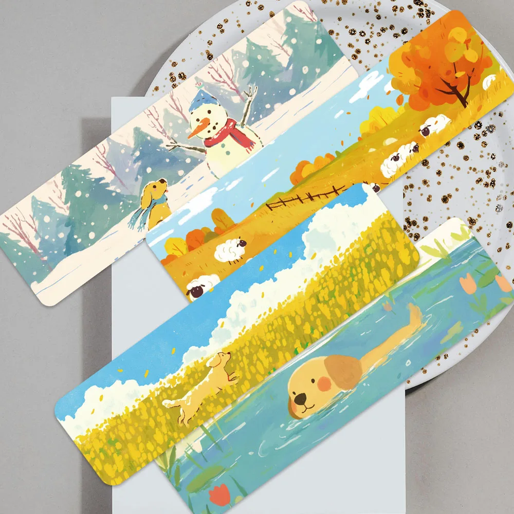 30pcs Colorful Cute Cartoon Animals Landscape Paper Bookmark DIY Students Readers Page Marking Library Office Page Marker