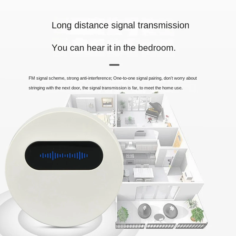 Daily Wireless Doorbell Waterproof Smart Doorbell IP68 Home Door Bell Intelligent 58 Songs 4-Level Volume Control