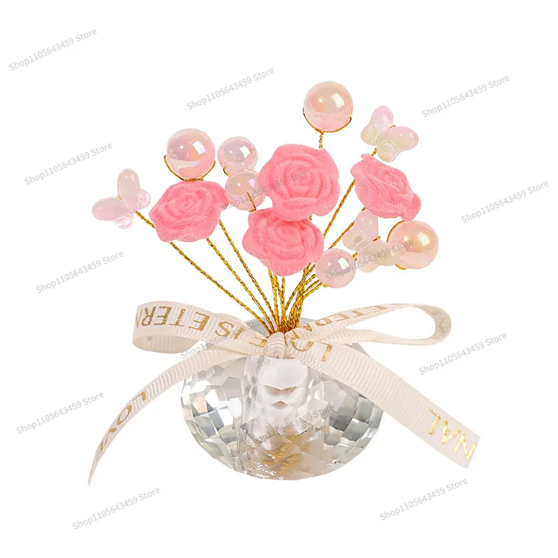 For crystal rose car ornament with car decoration ornament creative basin pick car ornament