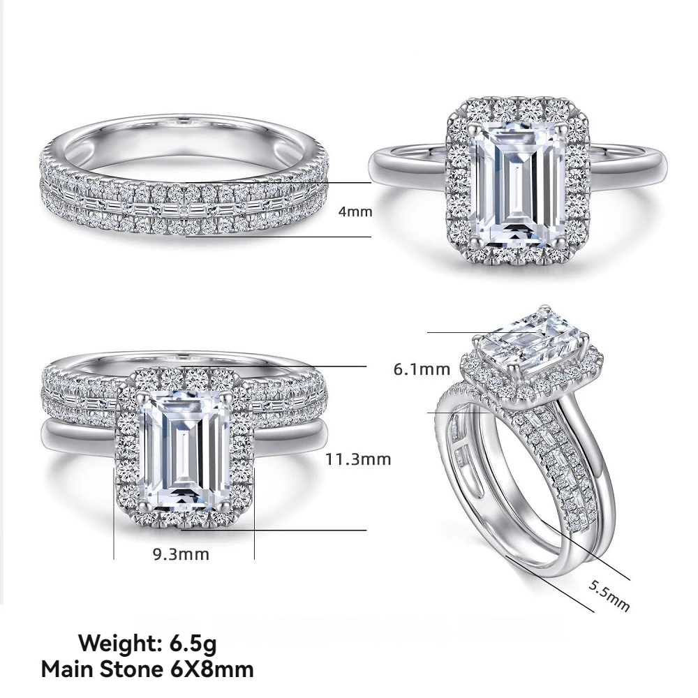 

Sparkling Lab Grown Diamond Ring Set for Women - Exquisite Engagement Ring, Wedding Band Anniversary Gift for Bridal