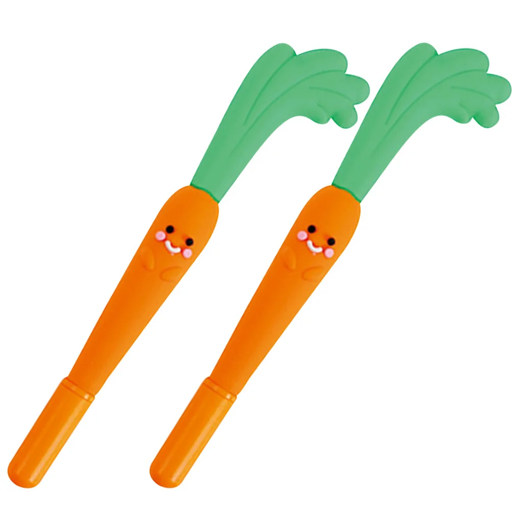 2Pcs Carrot Gel Pens Fine Workmanship Lovely Writing Experience Smooth Gel Ink Pen Ergonomic Design for Office School Note