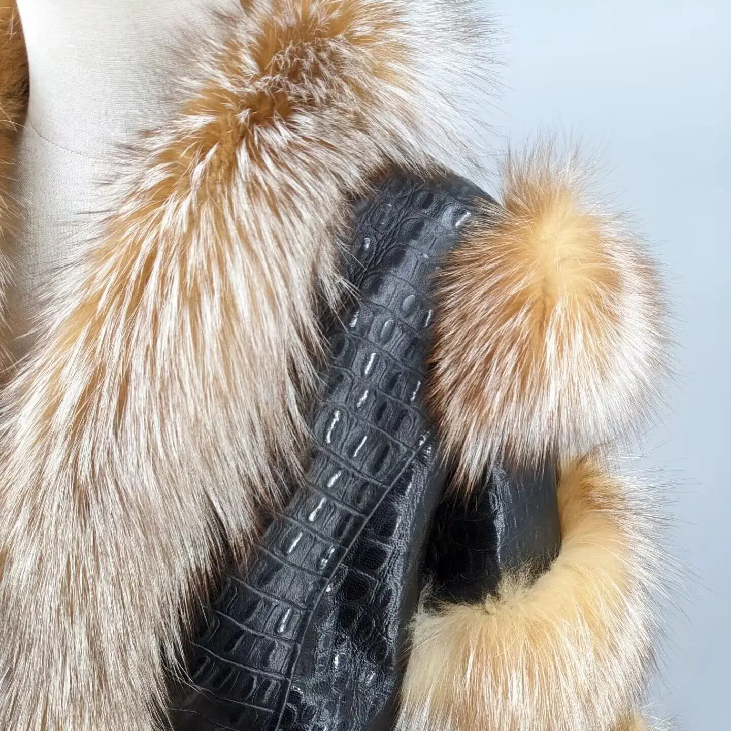 real sheep leather with real raccoon fur