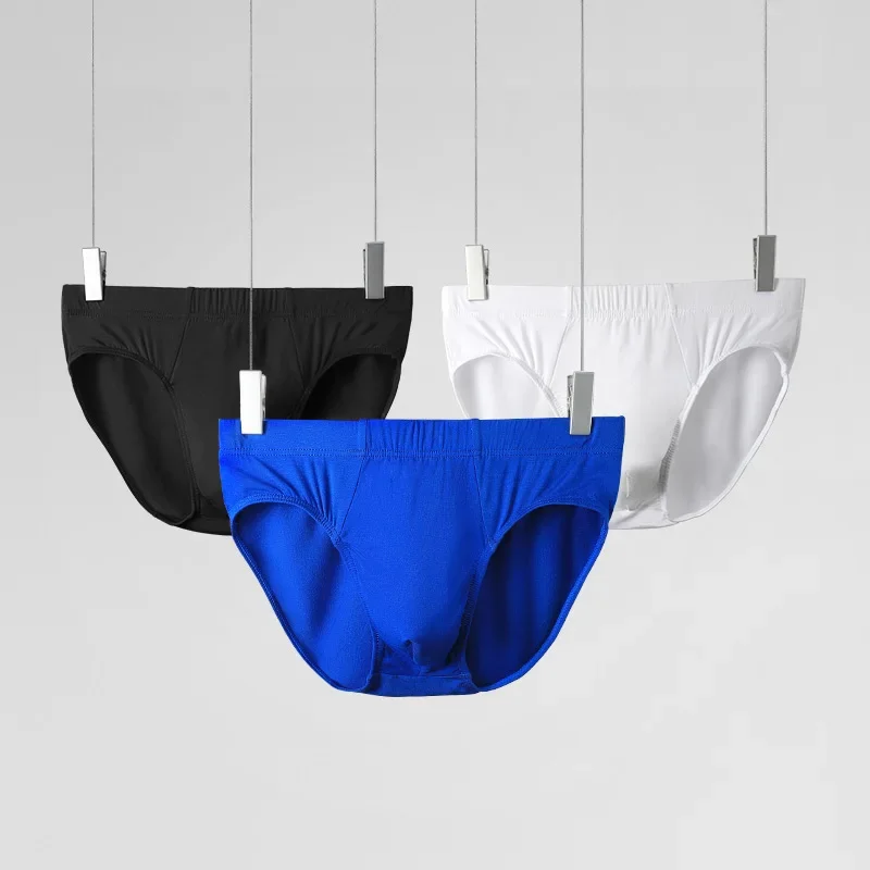 3-Pack Men's underwear, briefs, summer thin modal underpants, large size, low waist, breathable shorts