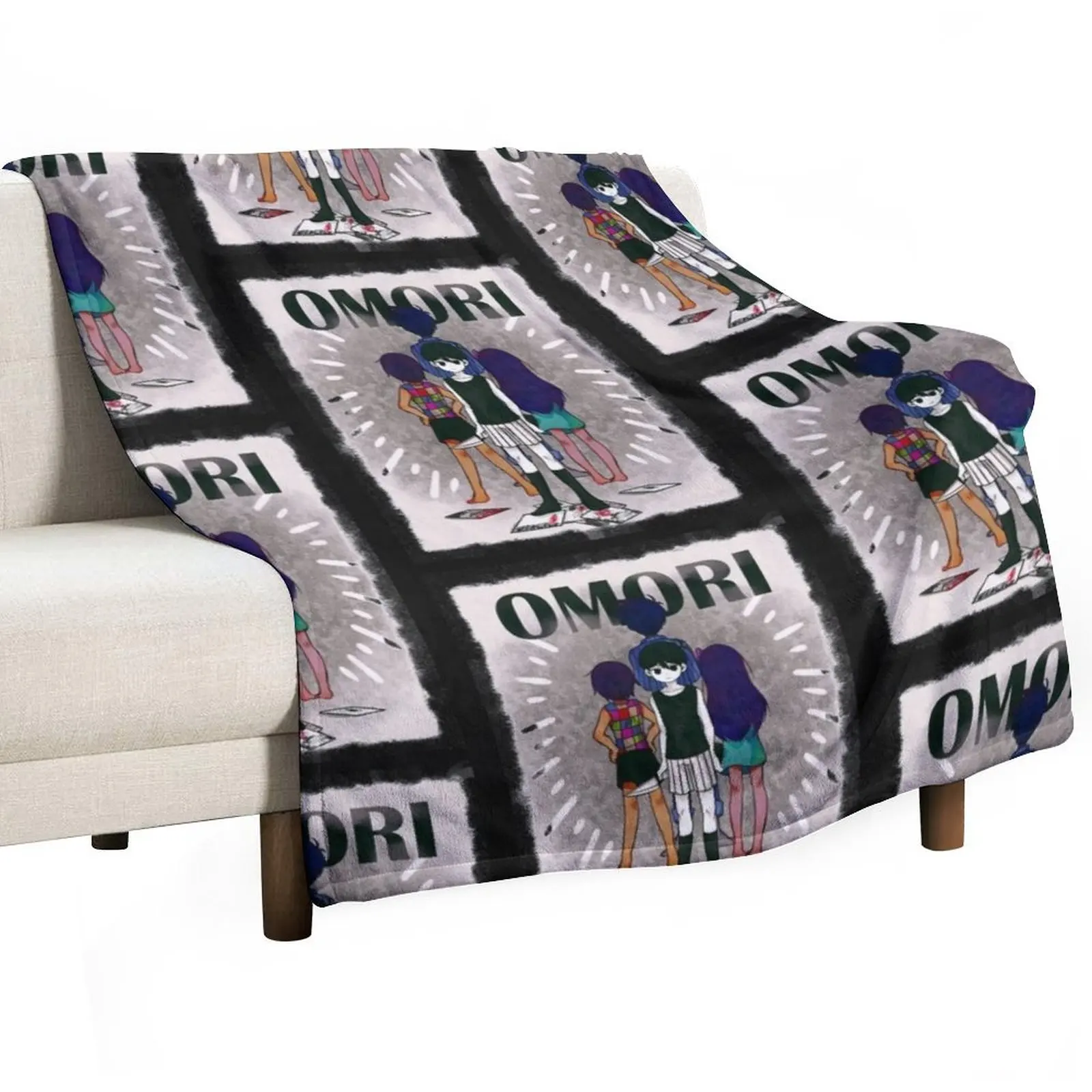 Omori Aubrey Tshirt - Omori Game Clothing - Omori Sticker Throw Blanket Flannel Sofa Quilt Thins Hairy Blankets