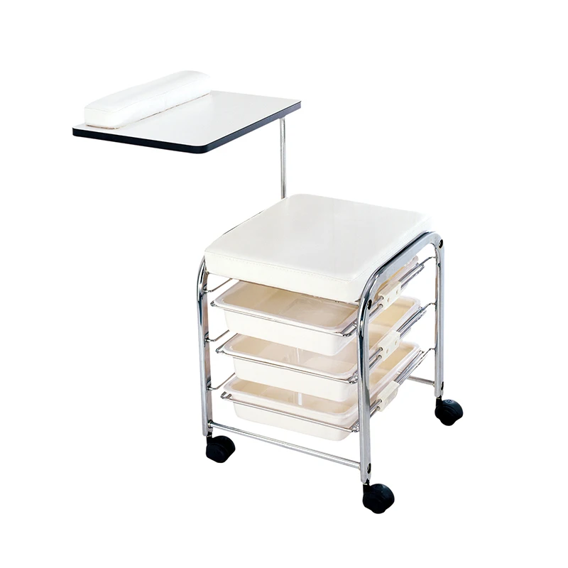 Fashionable Modern Metal Nails Supplies Salon Nail Table Salon Furniture Manicure Chair With Drawers Equipment Spa Trolley Cart