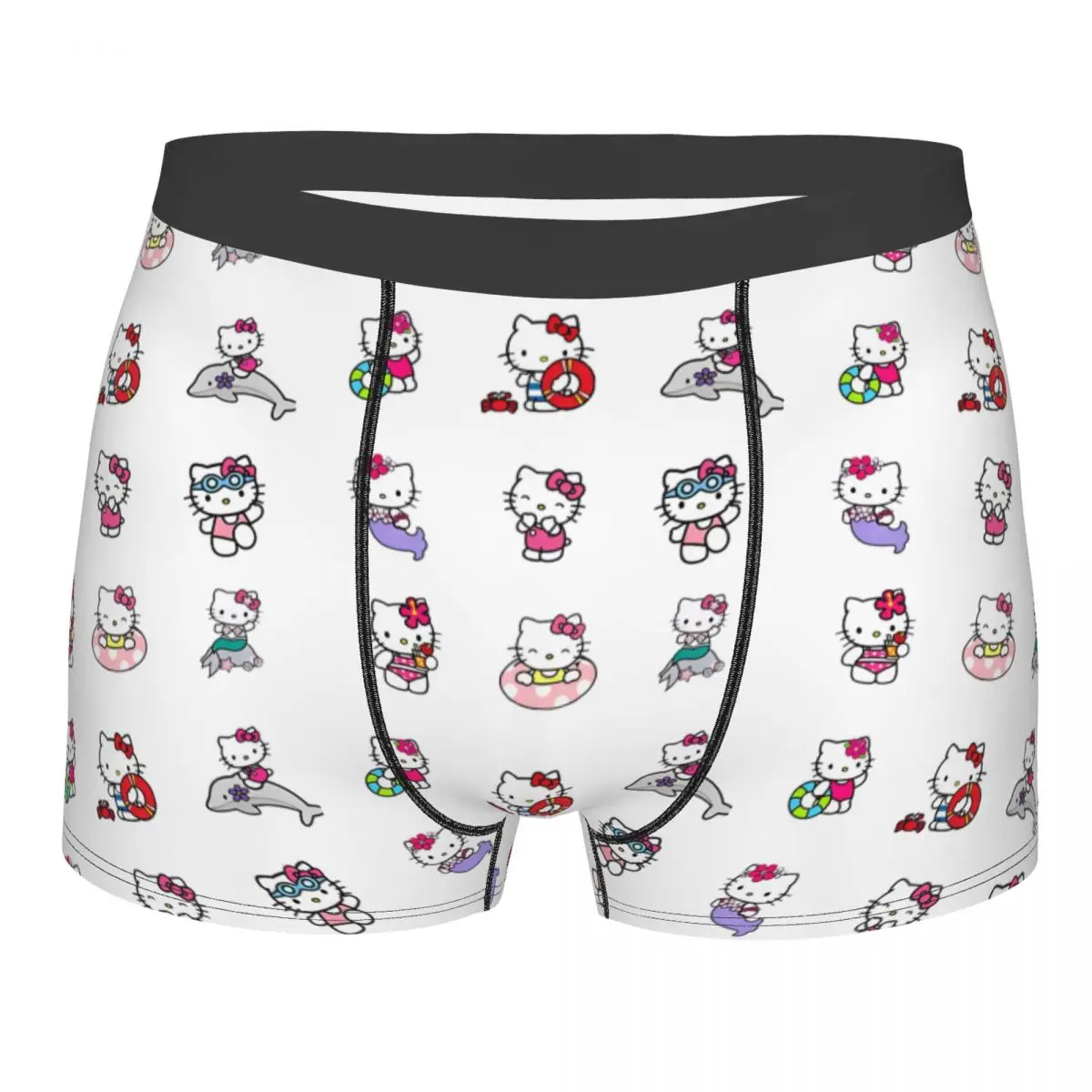 Hello Kitty Soft Quilt Underwear para homens, Swim Dolphin Boxers, Gag Gift, Shorts, Cuecas Boxer, Cuecas