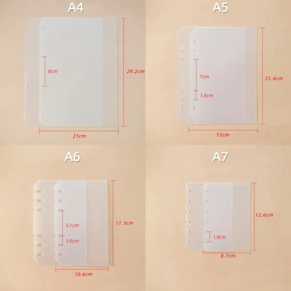 2 قطعة A4 A5 A6 A7 دفتر فضفاض عبوة ورقة لتقوم بها بنفسك PP دوامة الموثق مقسم صفحة فاصل شفاف دوامة الموثق المجلدات