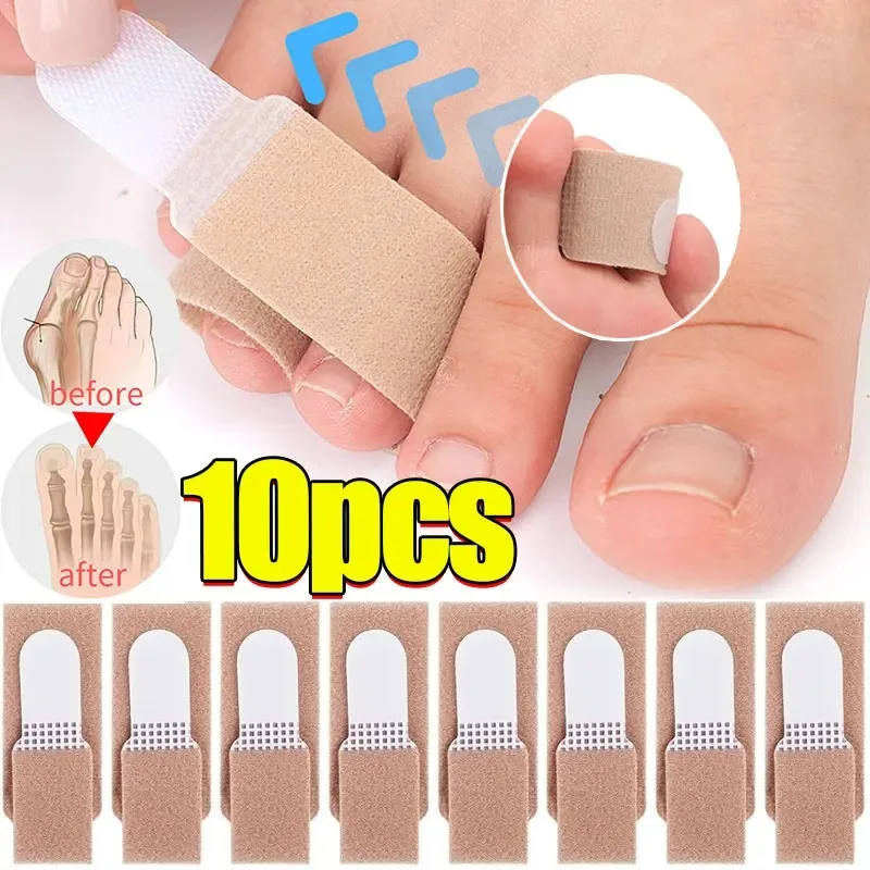 5/10pcs Toe Straightener Brace Reusable Hammer Toe Splints Cushions Bandages Correct Crooked Overlapping Toes Protector Fit