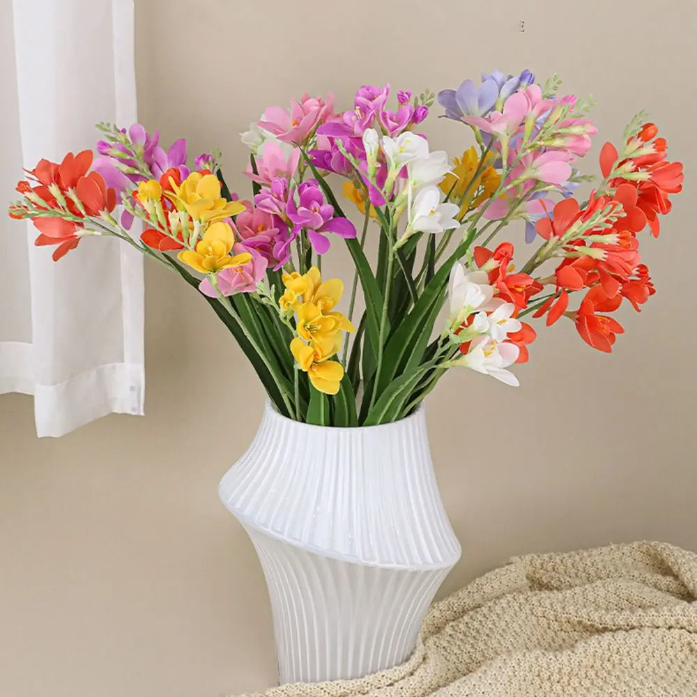 

2 Fork Artificial Freesia Flowers Real Touch Handmade Simulation Whelan Flower Realistic Fake Flowers Home Living Room Decor