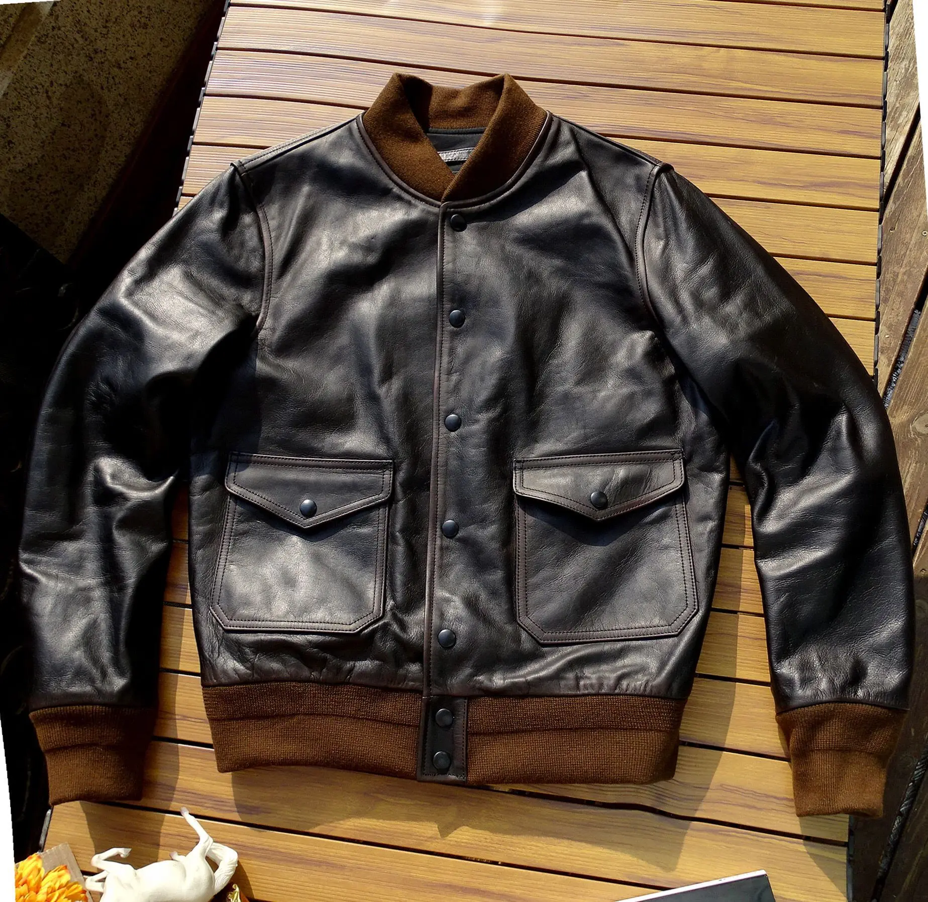 

2024 Spring Autumn Fall Fashion Man's Genuine Leather Coat Natural Horse Skin Male Motorcyclist Casual Outerwear Plus Big Sized