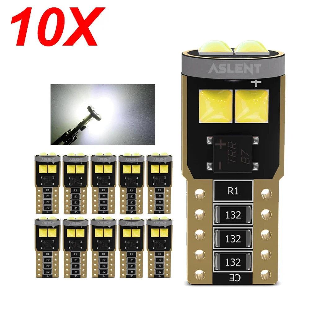 10PCS T10 W5W 3030 6smd Super Bright LED Car Parking Lights WY5W Auto Wedge Turn Side Bulbs Canbus No Error 168 914 6000K