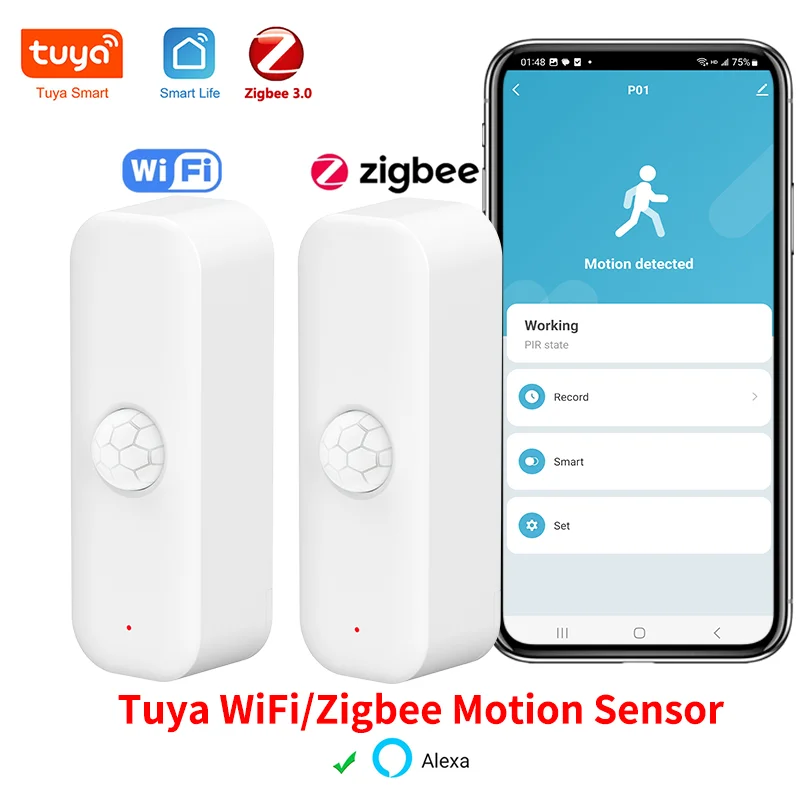 Tuya PIR Sensor Zigbee WiFi Smart Motion Detector APP Remote Control Workwith Yandex SmartLife Alexa