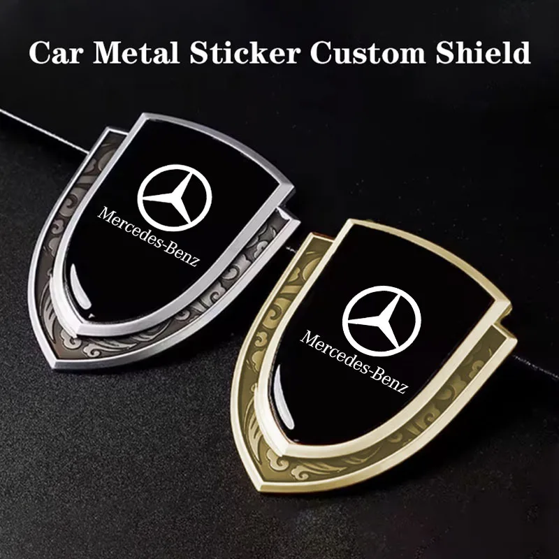 3D Metal Car Side Fender Sticker Shield Badge Emblem Logo For Mercedes Benz W211 W203 W204 W210 W124 AMG Benz Car Accessories view 2