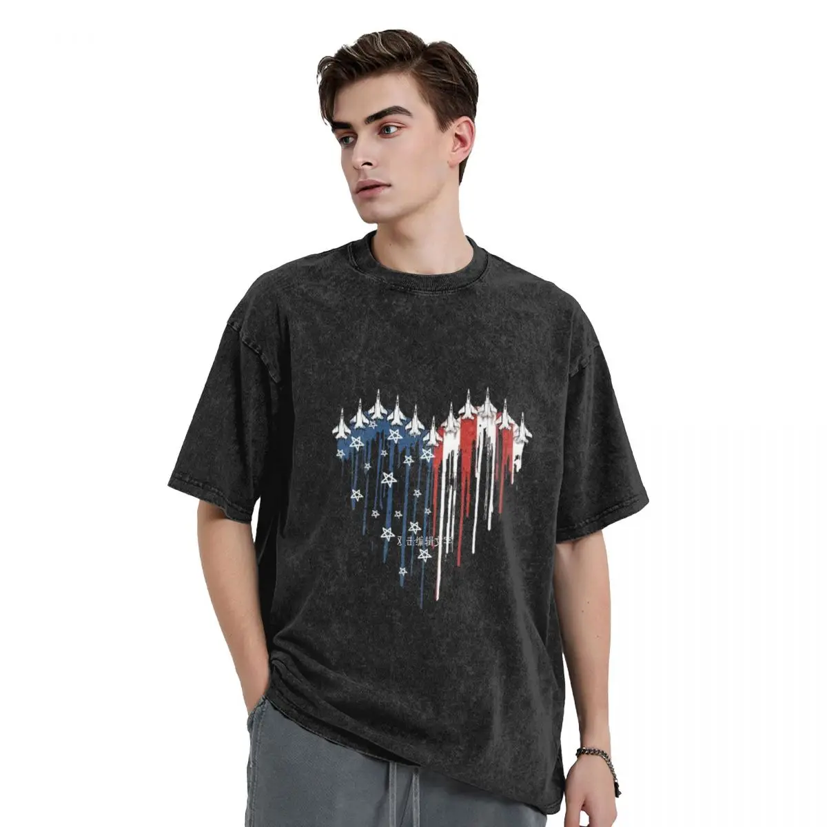 

US Flag Designed Vintage T Shirts for Men Graphic Novelty T-shirt Cotton Short Sleeve Crew Neck Top Tees Male Clothing