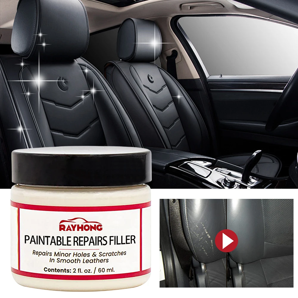 Leather Filling Paste 60ml Natural Leather Filler Repair Paste Car Seat Leather Restoration Cream For Tears Crack Holes Filler