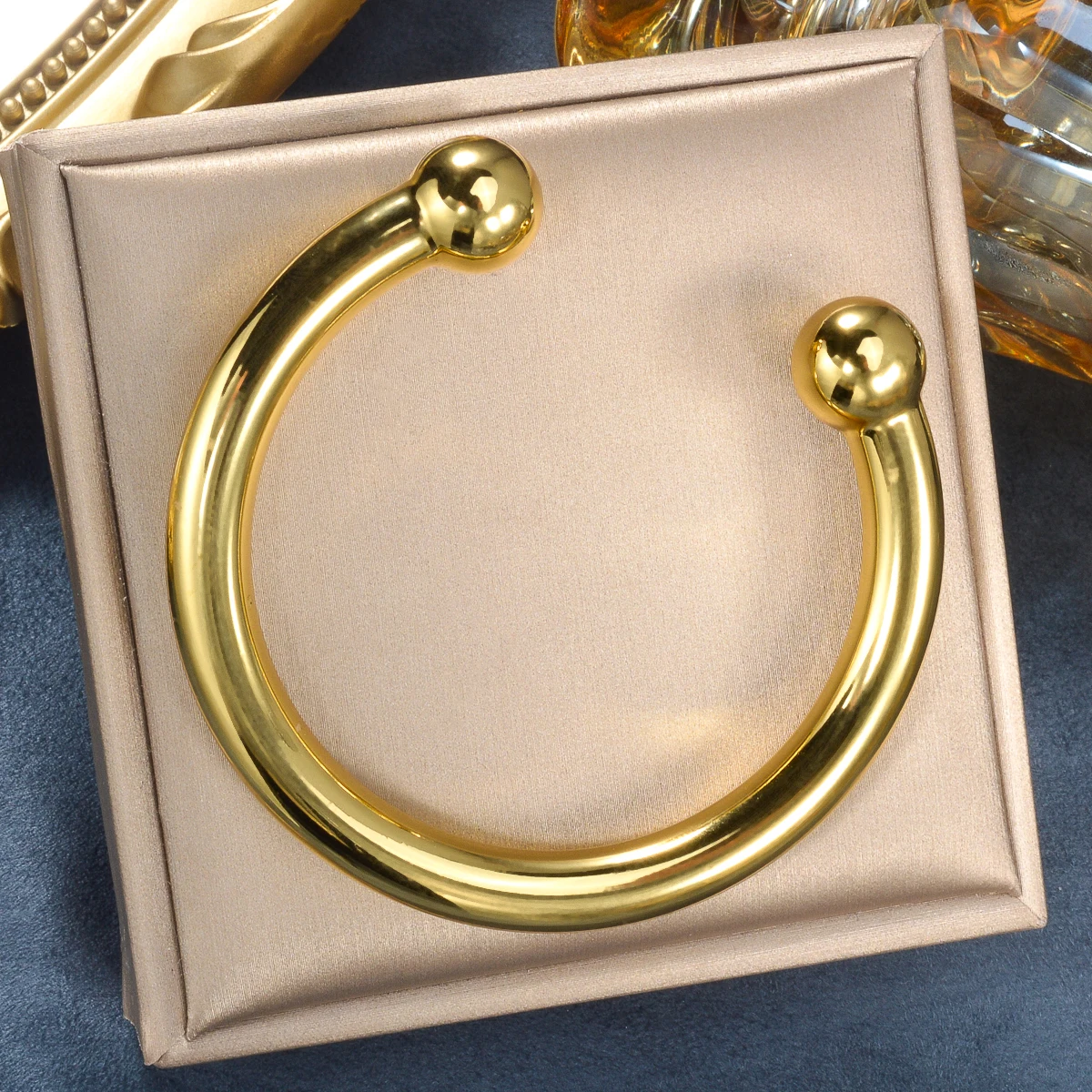 

1PC Men's Women's Stainless Steel Open Bracelet Classic Simple Round Ball Bright Surface Suitable Daily Party Jewelry Gifts