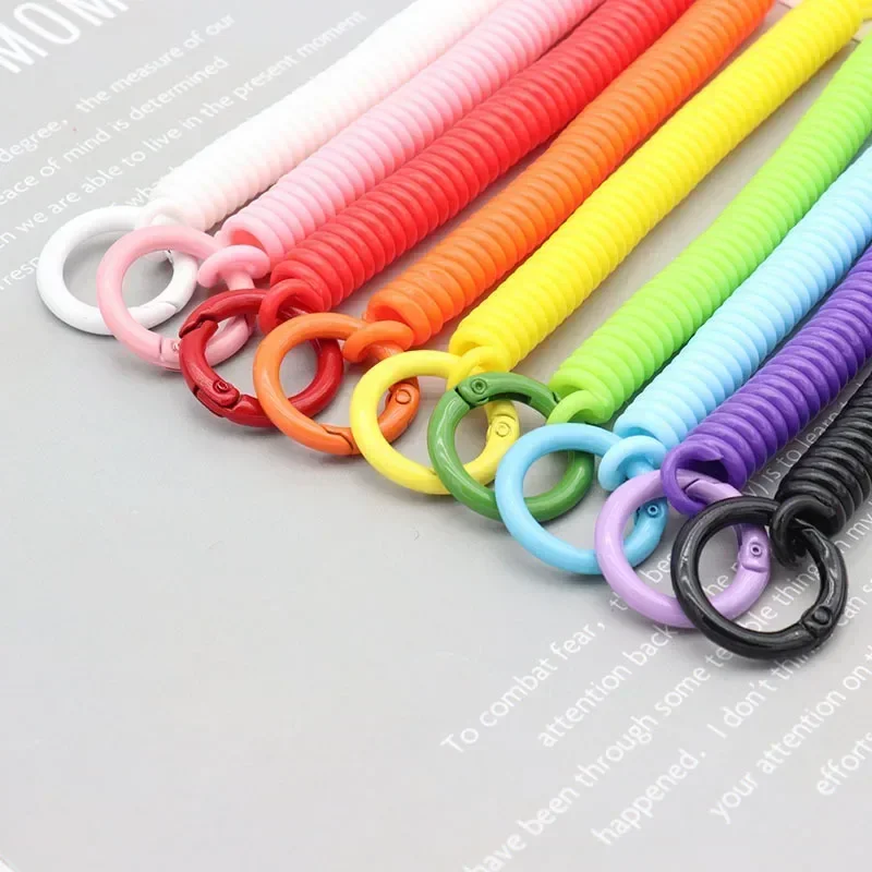 Coil Springs Keychain Stretchy Spiral Spring Coil Retractable Coil Springs Keychain With Metal Clasp Key Chain Holder Lanyard