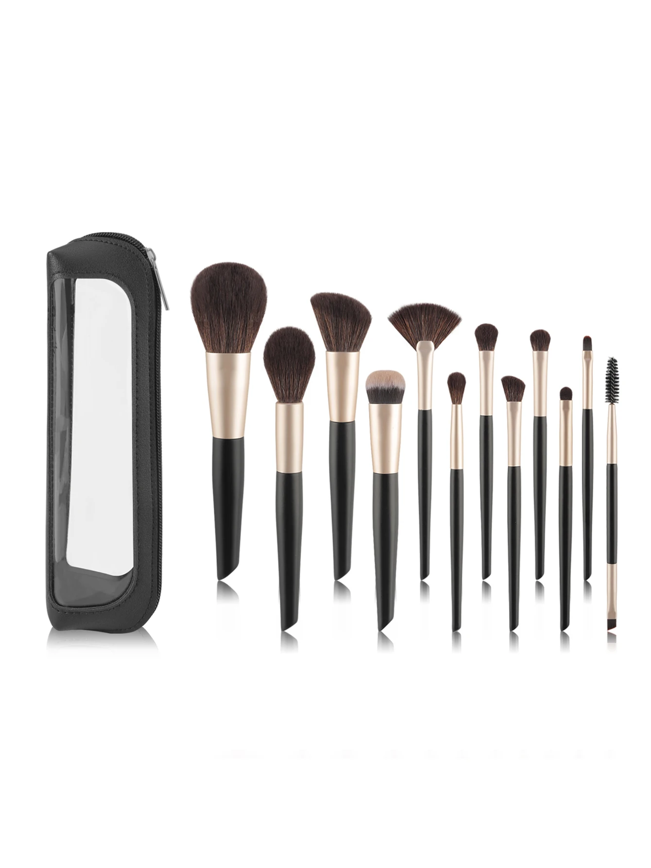 Zestaw pędzli do makijażu 11/12 szt., miękkie syntetyczne pędzle do podkładu, pudru, korektora, blendowania, pędzle do makijażu, pędzle do cieni do powiek, różu, z etui.