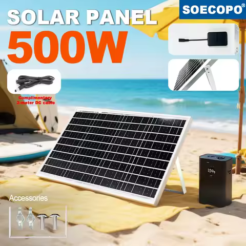 50W-500W Mono Solar Panel High-Efficiency18V PV Module Solar Generator for Off-Grid Home/Camping With DC Plug