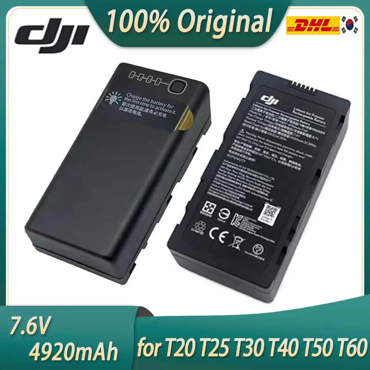 

100%Original 7.6V 4920mAh for DJI WB37 Phantom 4 RTK MG-1P M210 M600 FPV T16 T20 T25P T30 T40 T50 T60 Remote Control Battery