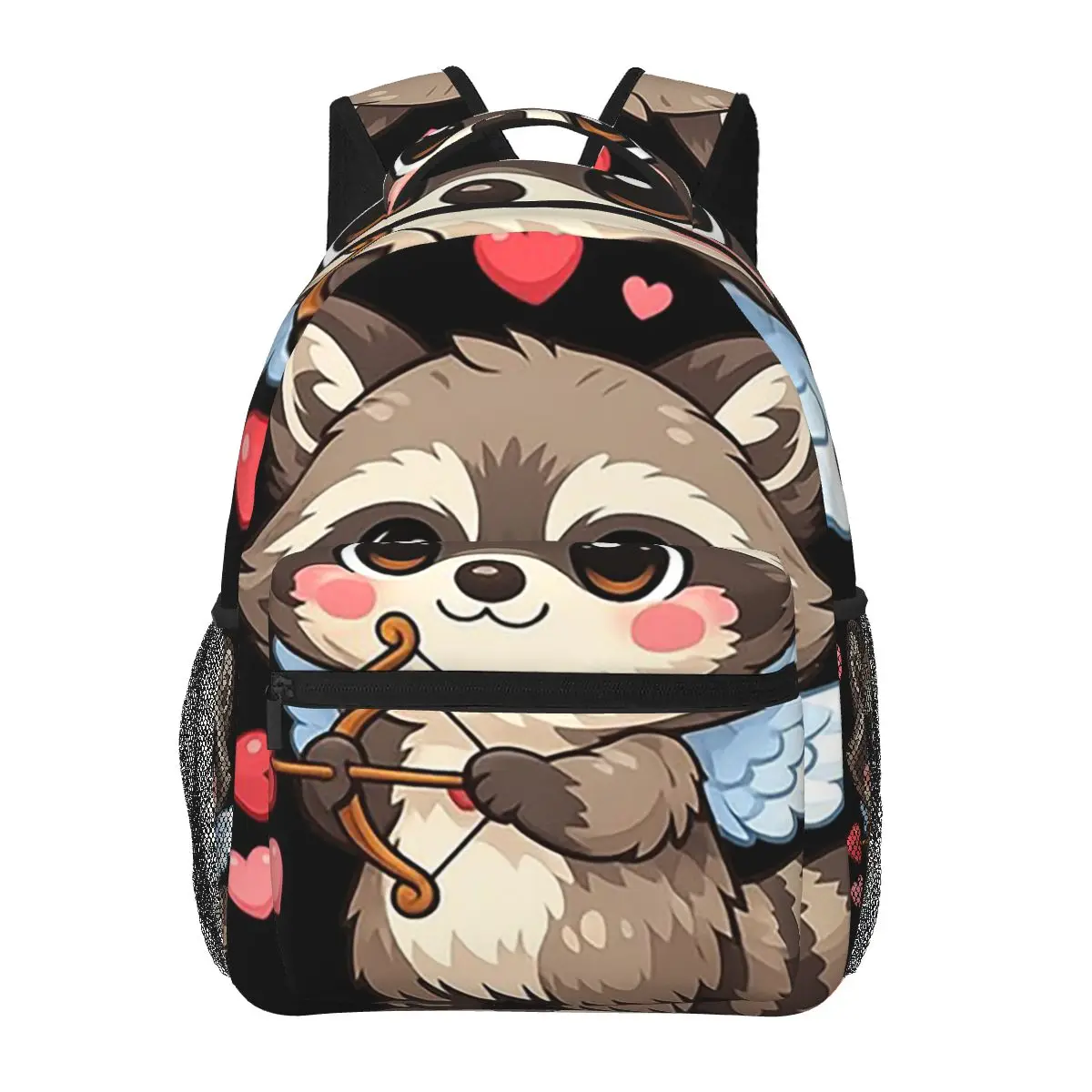 

Cute Love Valentine Raccoon Kawaii Student Backpack School Bag Hiking Travel Daypack for Men Women Fashion Bookbag Shoulder Bags