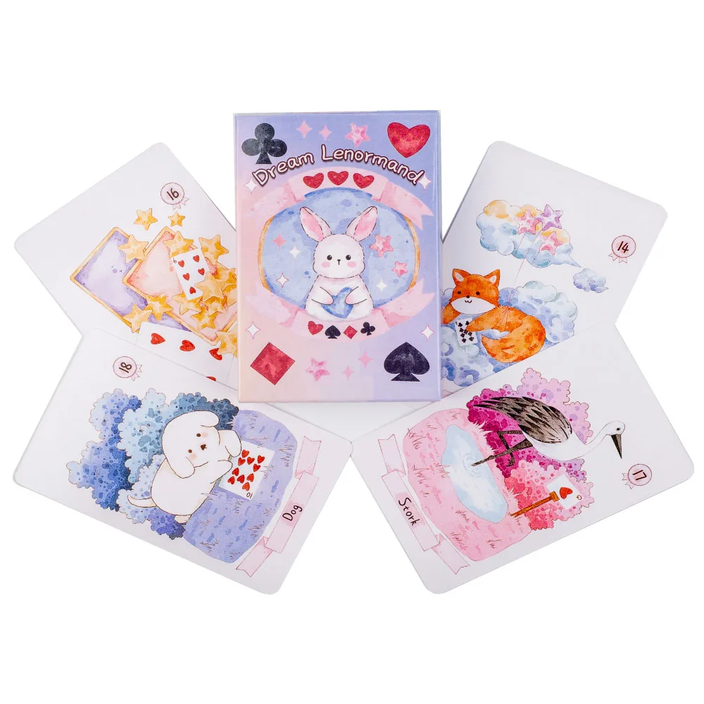 Dream Lenormand Tarot-Kartendeck, 43 Karten, Oracle-Brettspiel für Kinder, Familie und Freunde, perfektes Puzzle, Freizeitaktivität, 8,9 x 5,7 cm – Detail 7