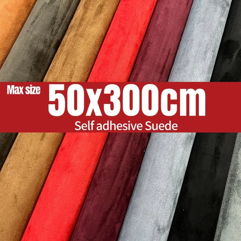 

50x300cm Self Adhesive Suede Fabric Leather Car Interior Modification Door Panel Workbench DIY Leathercraft Renovation Stickers