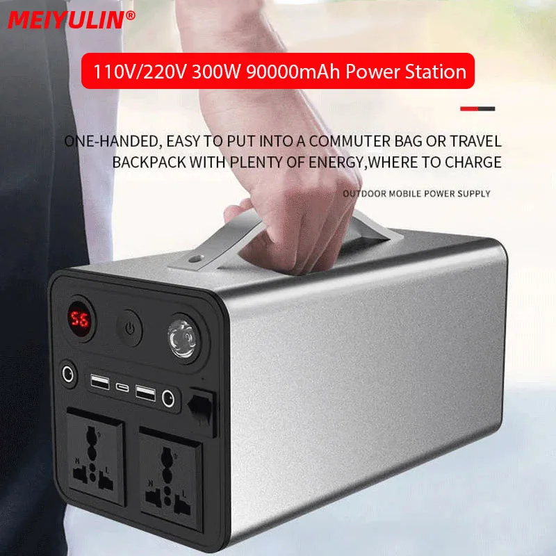 220V 300W Portable Power Station 90000mAh Powerful Emergency Power Supply Outdoor Camping External Spare Battery For Laptop