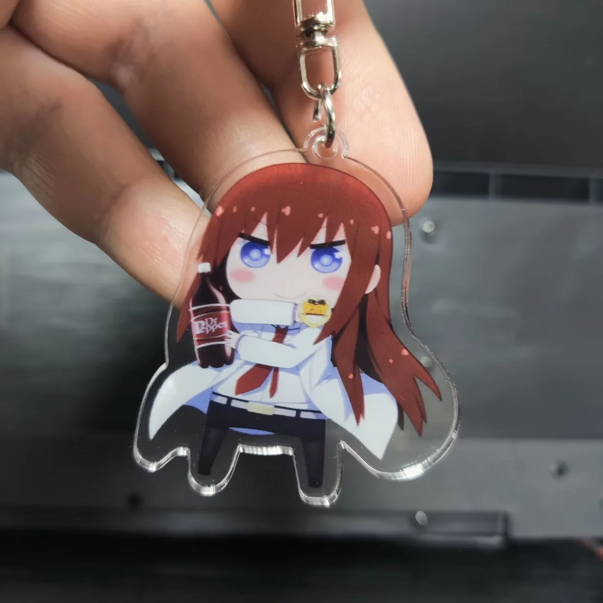 Hot Anime Steins;Gate Figures Makise Kurisu Cosplay Acrylic Double-Sided Keychains Cute Bag Pendant Decor Toy Keyrings Xmas Gift