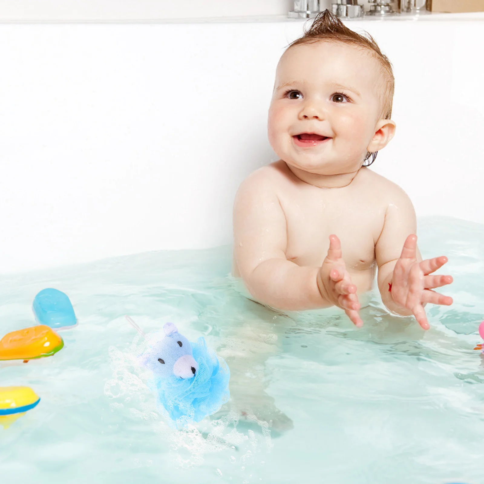 

4Pcs Cartoon Bath Loofah Sponge Lovely Animal Shape for Daily Deep Cleansing Rich Foam Baby Skin Care Bath Supplies