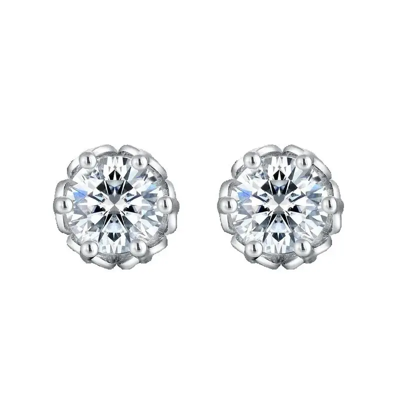 

Ювелирные изделия WES, 18-каратное золото PT950, платиновые серьги с шестью когтями, круглые женские серьги с муассанитом, блестящие и красивые