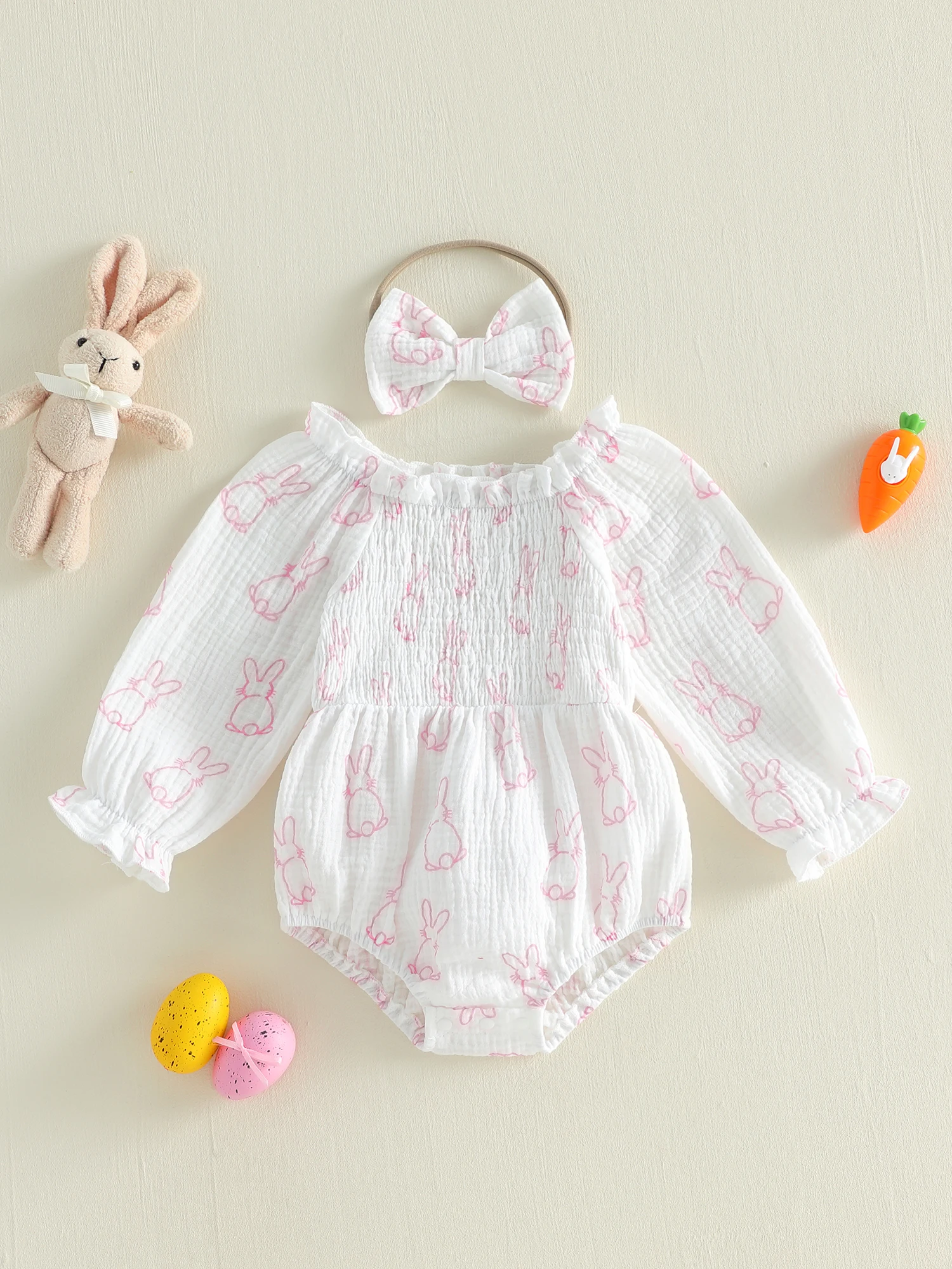 

Toddler Girls Spring Floral Print Dress with Matching Bow Headband 2 Piece Set for Easter Celebration