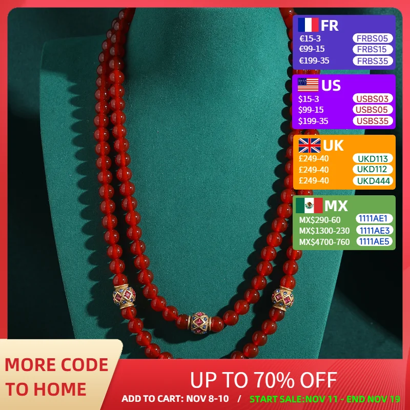 

Vintage Red Layered Statement Necklace Beaded Bohemian Aesthetic Chain Antique For Woman Gift Outfits Weddings Luxury Designer