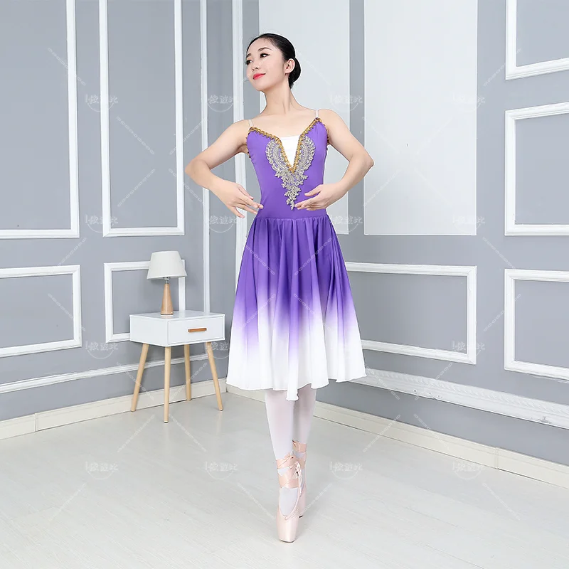Long Adult Children Ballet Tutu Dress Party Practice Clothes Modern Dance Costumes Kids Tutu Ballerina Chiffon Ballet Dress Girl