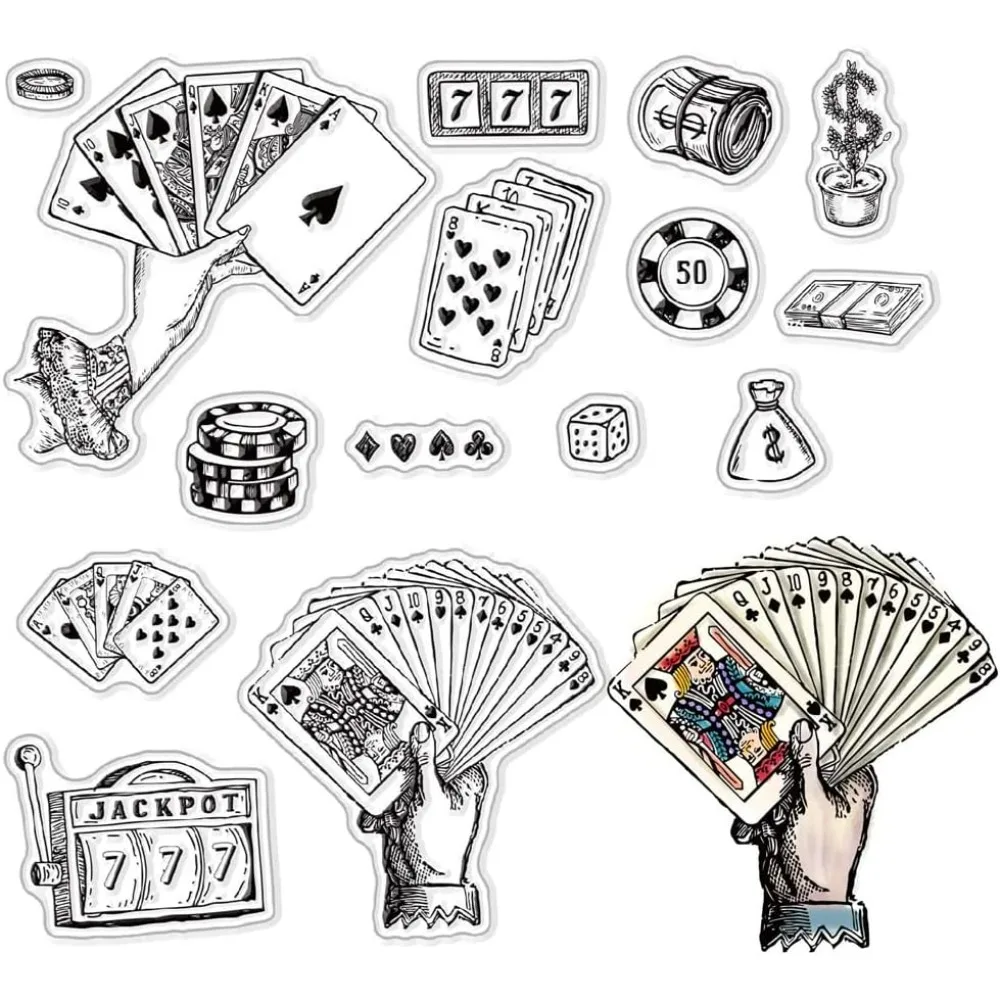 Poker Clear Rubber Stamps for Card Making Silicone Clear Stamps Vintage Victoria Transparent Stamps Scrapbooking Paper Photo