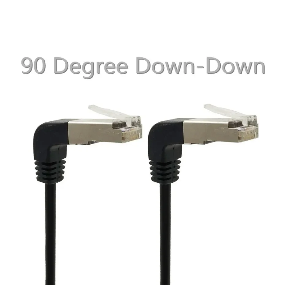 Cable de red Ethernet arriba y abajo con doble codo en ángulo de 90 grados cat5e 8P8C FTP STP UTP Cat 5e Cable de conexión Lan RJ45 0,5 m-5m