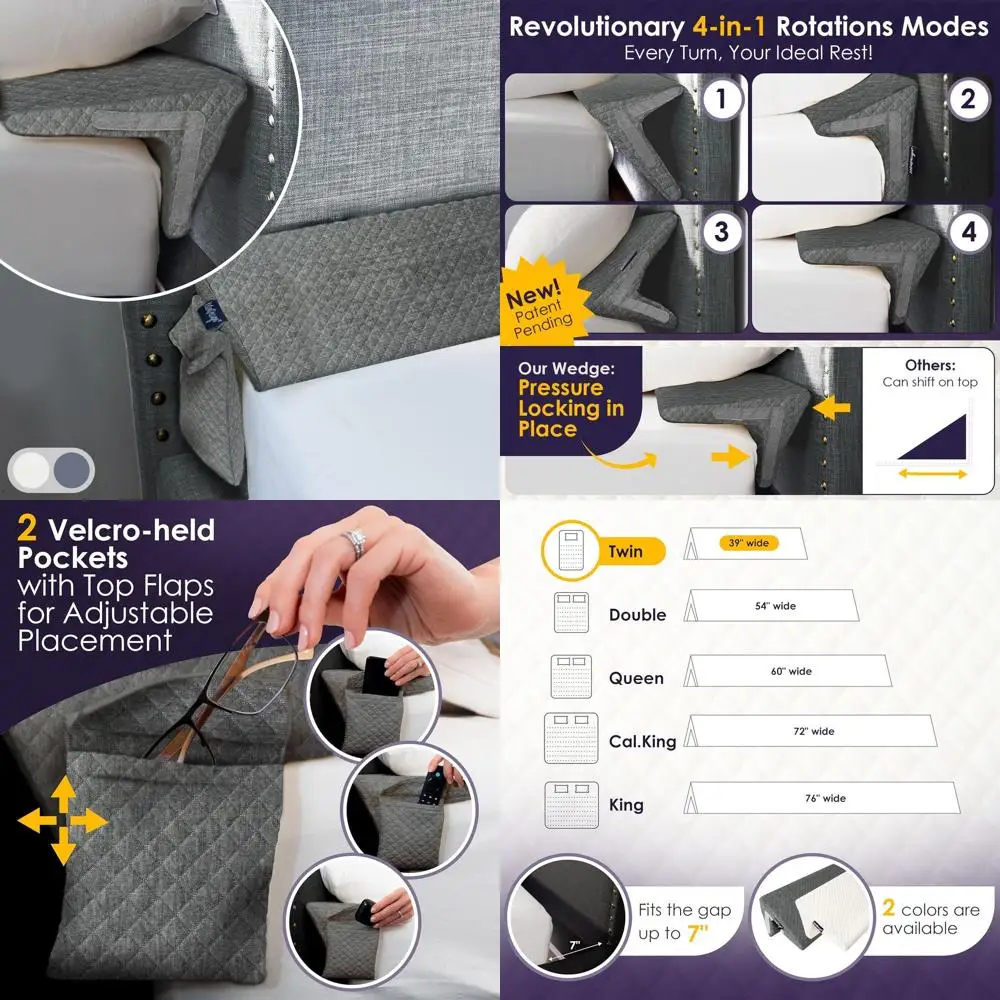 

Серая подушка клиновой кровати размера 39, наполнитель зазора 7 для изголовья, матраса и угловой опоры