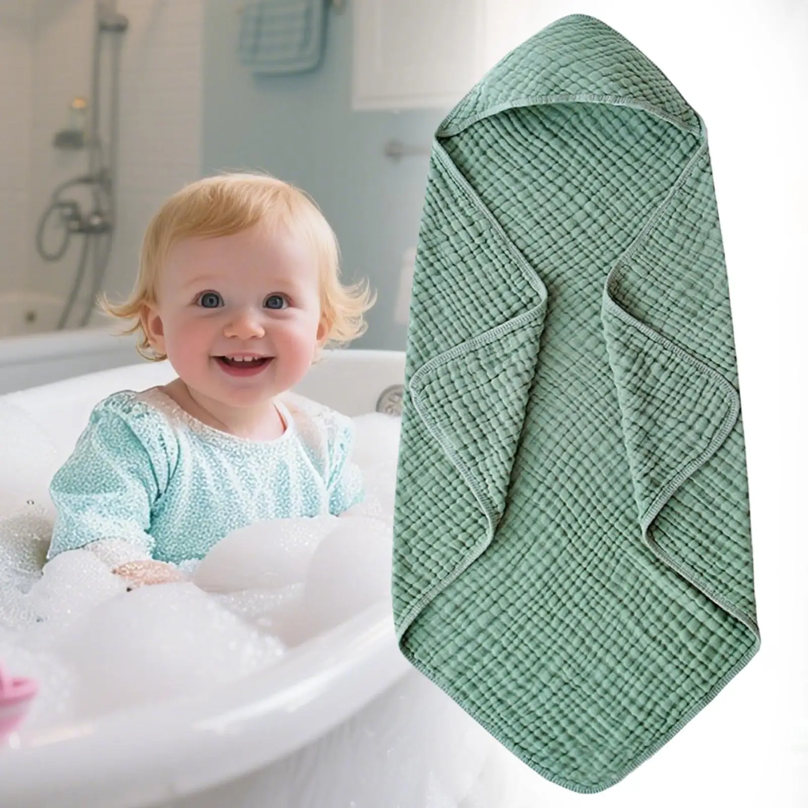

Hooded Towels For Baby 35 X 35 Inch Cotton Shower Towels Quick-Drying Bathrobe For Bath Time Shower Beach Trip Daycare Home