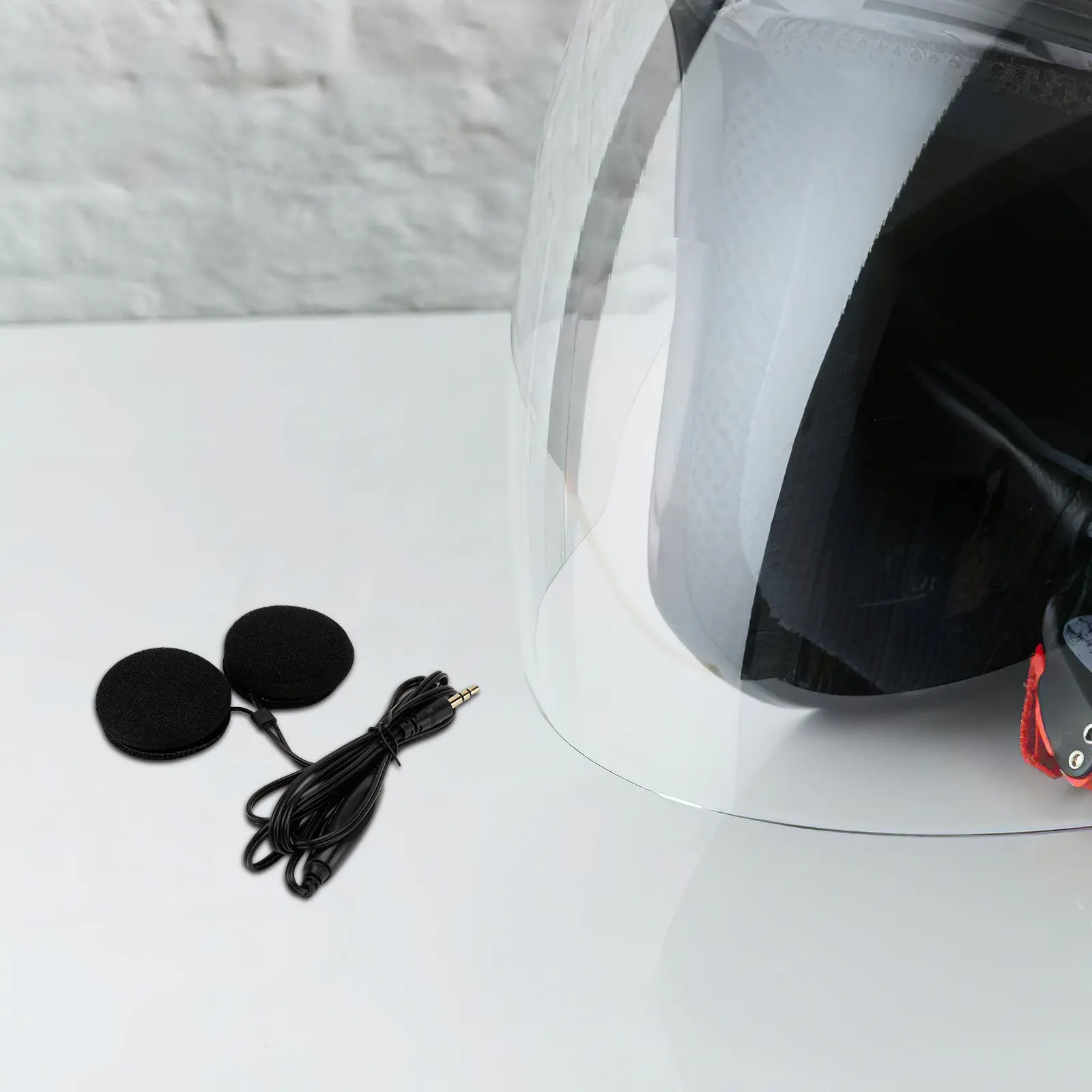 

Motorcycle Headset 1.2m Long Cable Black Motorbike Earpiece Mic for Full Face Helmets Handsfree Communication