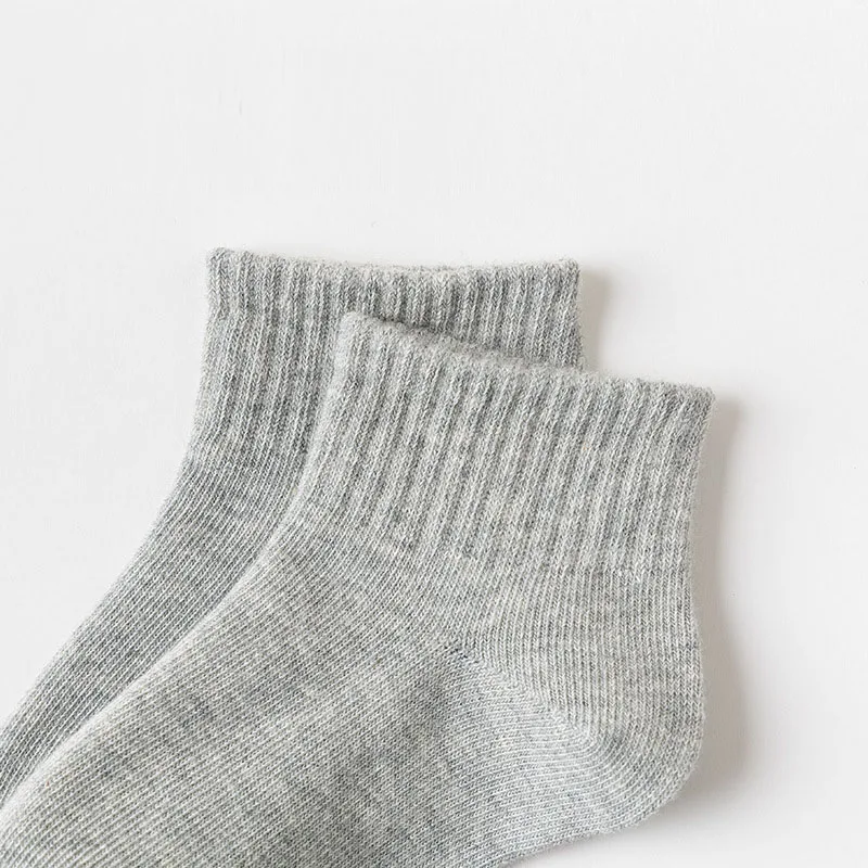 Chaussettes d\'été en coton pour enfants de 1 à 12 ans, 5 paires/lot, Couleur unie à la mode, noir, blanc, gris Nouveau  Convient pour adolescents