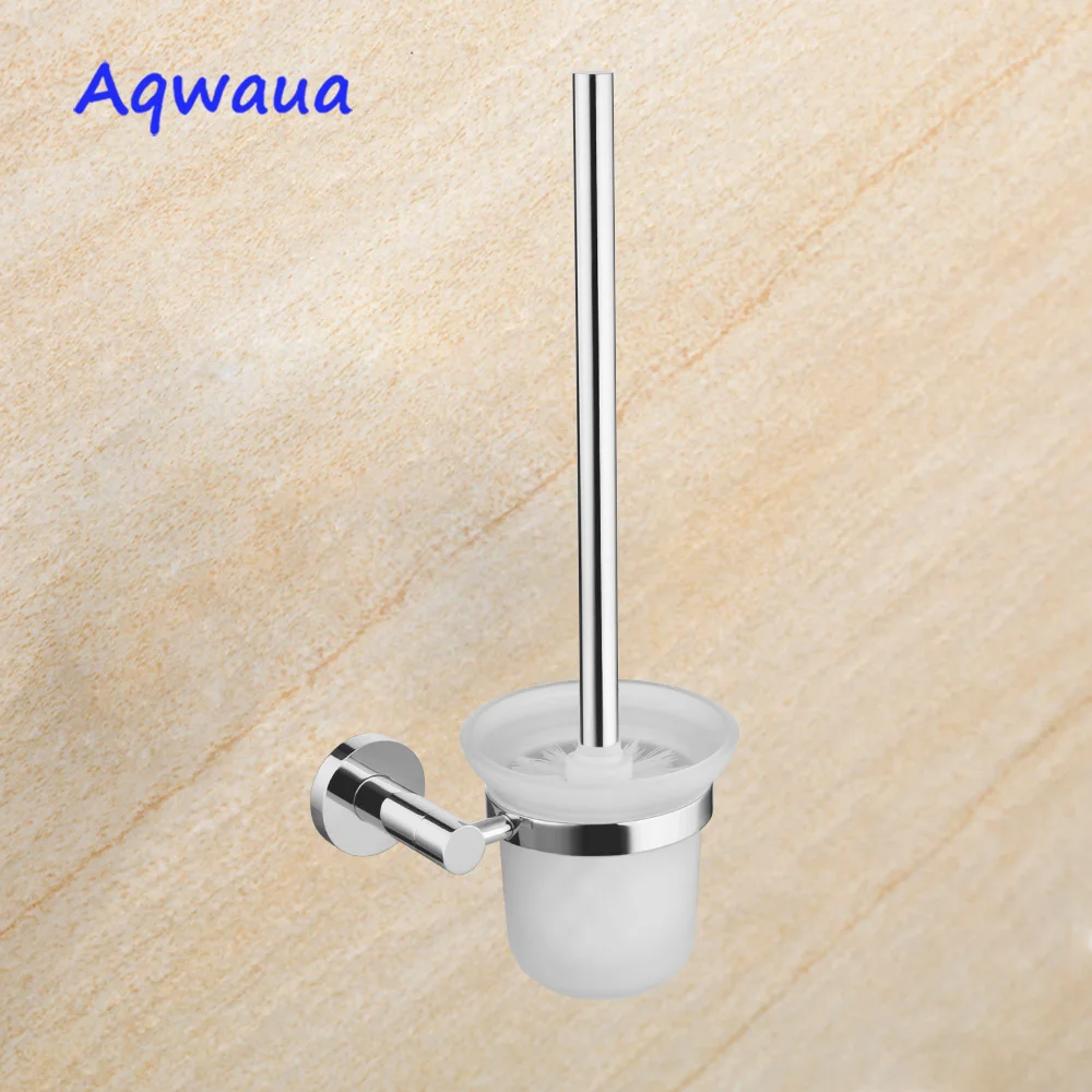 Aqwaua Bathroom Brush Holder Toilet Brush Rack Hotel Bathroom Sanitary Ware Chrome Plated Glass holder Accessories Bag