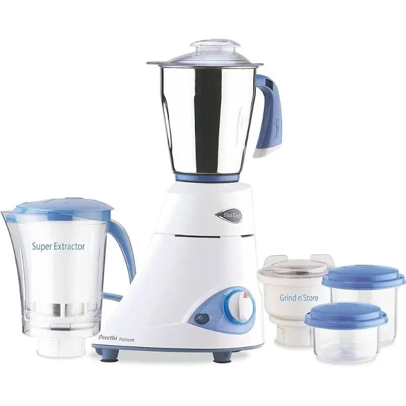 Preethi Blue Leaf Platinum 3-Jar Mixer Grinder, 550-Watt