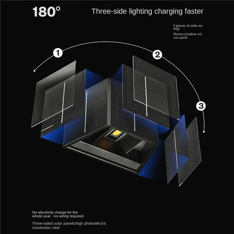 KYCOR-3X Solar Wall Light Outdoor Up-Down Lighting LED Lamp Solar Wall Washing Lights For Courtyard Garden Dimmable