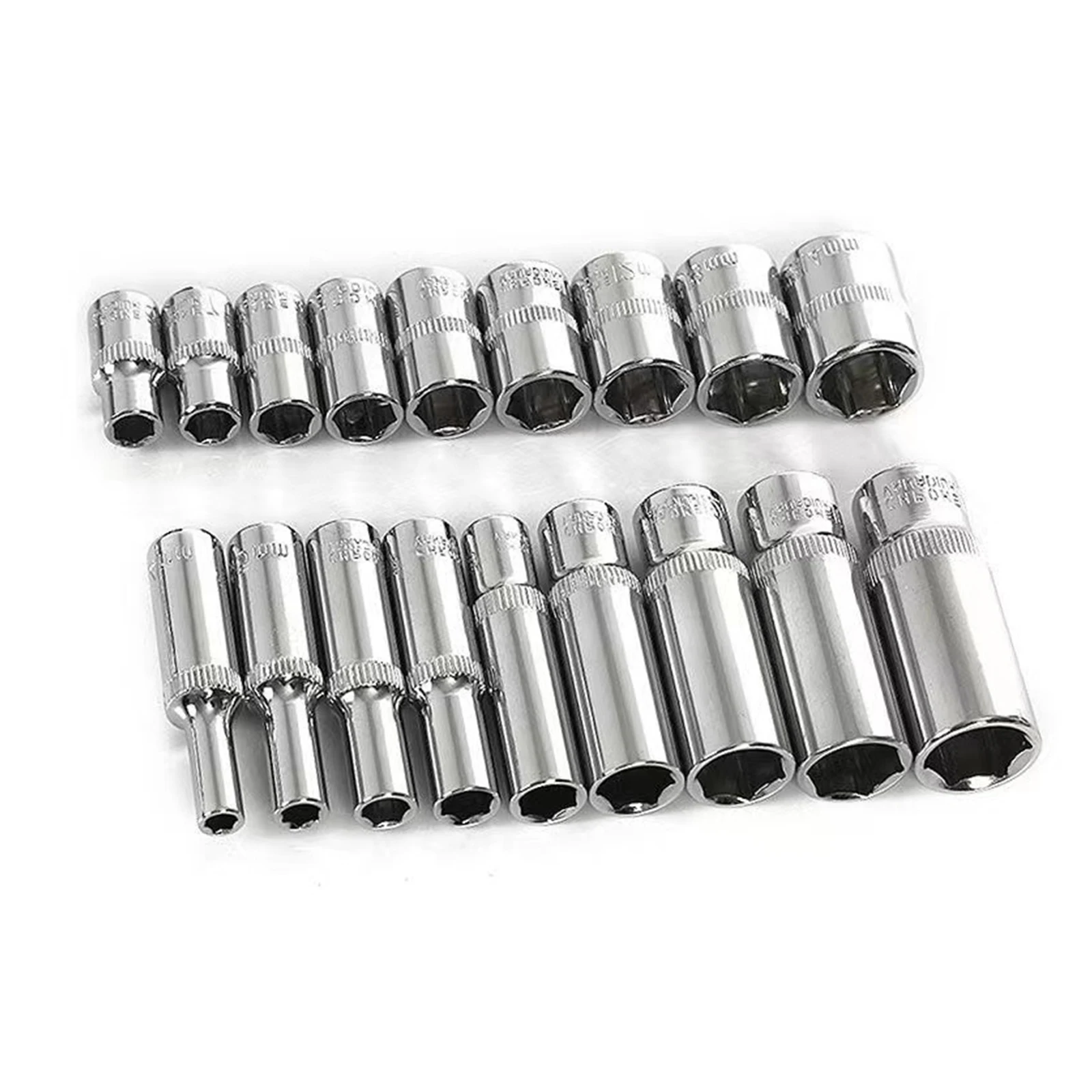 

1/4" Drive Socket Set 6 Point Short/Long Deep Sockets CRV Socket Wrench Set Ratchet Socket Bit Head Adapter for Torque Spanner