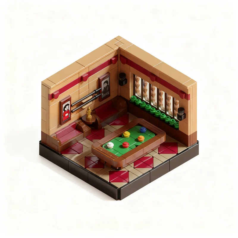 458pcs MOC Creator Pool Billiard Room Model Christmas Gift DIY Assembly Set Shelf Accent And Creative Home Decor