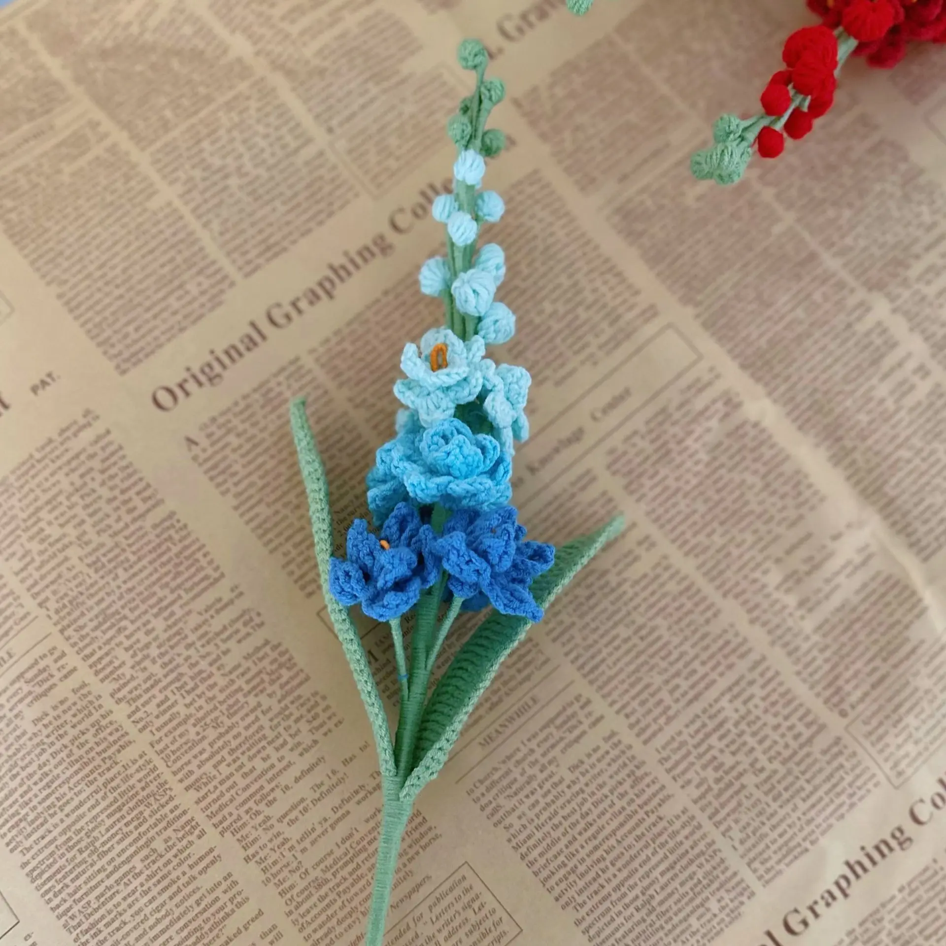 Handmade Knitted Colorful Branch Bouquet Flower Wool Crochet Flower Bouquet Gift For Home Vase Wedding Decoration Wholesales