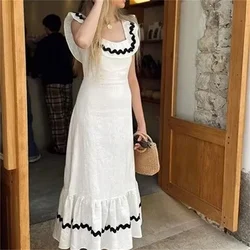 European And American Style 2024 Summer Women's New Fashionable And Casual Temperament Sleeveless Slim Fit Splicing Long Dress