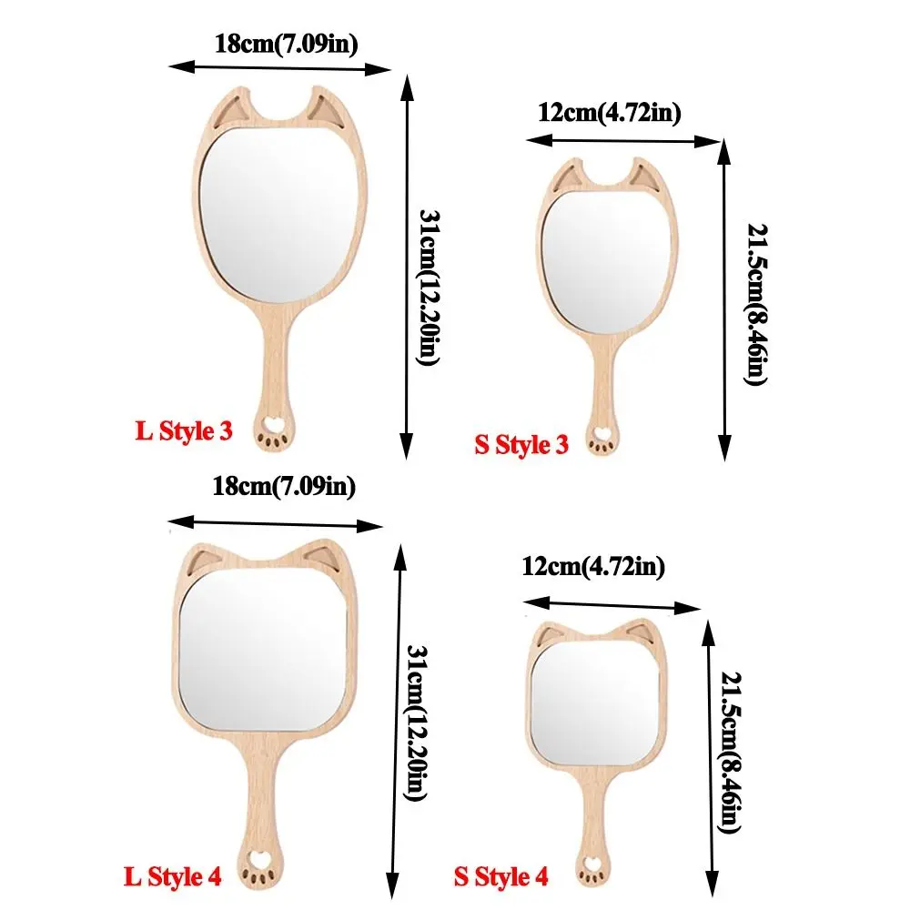 Creative Makeup Mirror with Handle Single-Sided with Animal Ears Handheld Mirror Portable Handmade Cosmetic Mirror Home Decor