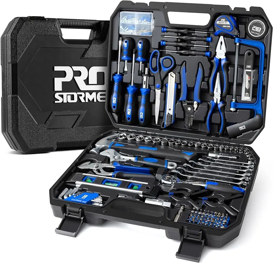  259-Piece Tool Set, General Home/Auto Repair Tool Kit with Plastic Storage Toolbox, Portable Household Tool Box